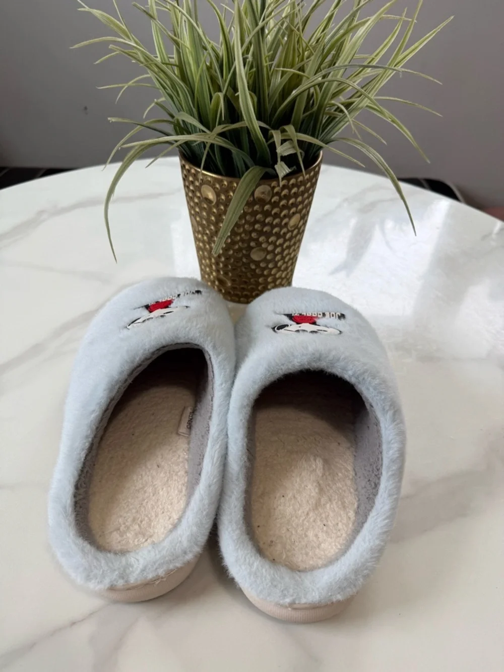 Unisex Snoopy 'Joe Cool' Light Blue Fuzzy Slippers